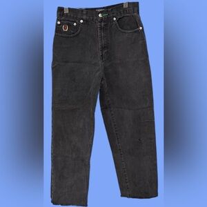 1990’s Tommy Hilfiger girls size 12 baggy jeans black denim raw hem vintage